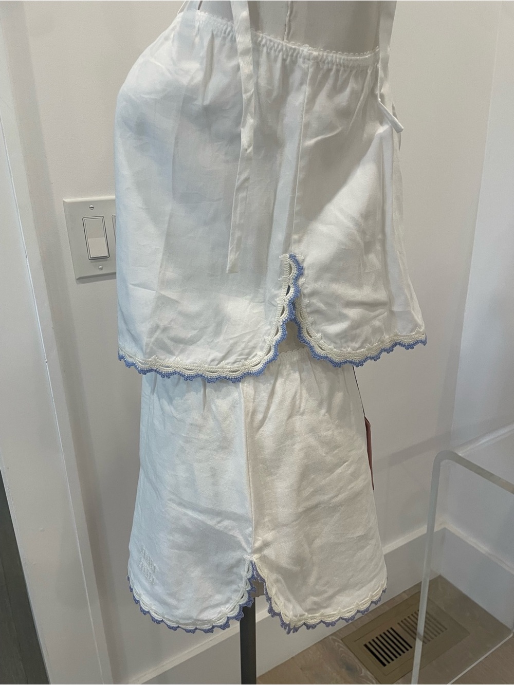 Miu Miu Women's White Tie-Shoulder Cotton Set-Sz 38 - Picture 5 of 16